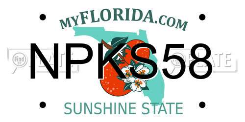 NPKS58 Florida License Plate