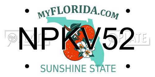 NPKV52 Florida License Plate