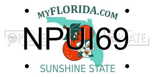 NPUI69 Florida License Plate