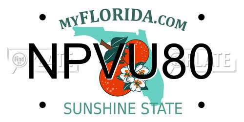 NPVU80 Florida License Plate