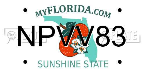 NPVV83 Florida License Plate
