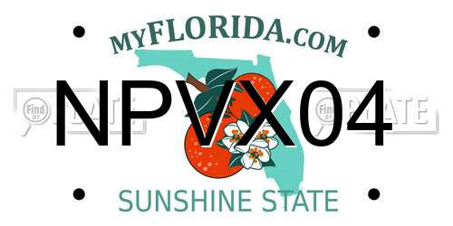 NPVX04 Florida License Plate