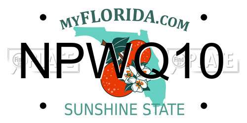 NPWQ10 Florida License Plate