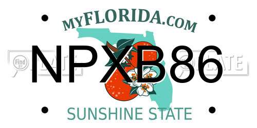 NPXB86 Florida License Plate