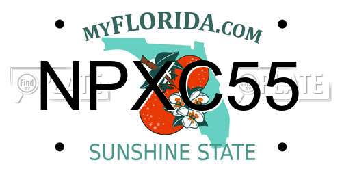 NPXC55 Florida License Plate