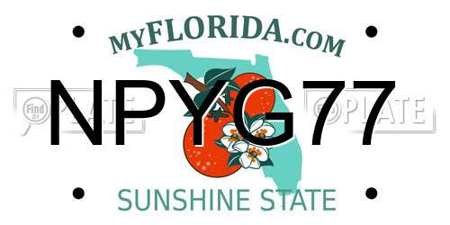 NPYG77 Florida License Plate