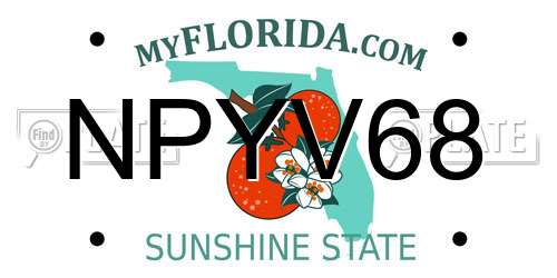 NPYV68 Florida License Plate