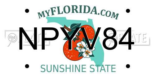 NPYV84 Florida License Plate