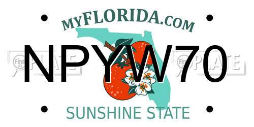 NPYW70 Florida License Plate