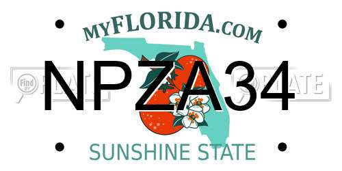 NPZA34 Florida License Plate