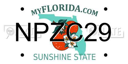 NPZC29 Florida License Plate