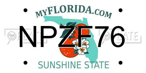 NPZF76 Florida License Plate