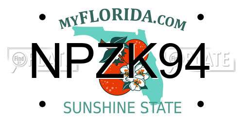 NPZK94 Florida License Plate