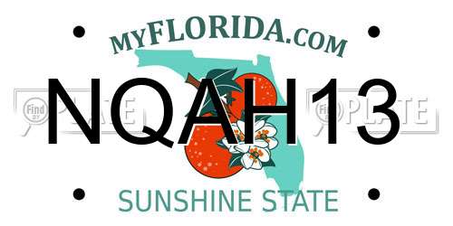 NQAH13 Florida License Plate