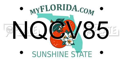 NQCV85 Florida License Plate