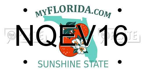 NQEV16 Florida License Plate