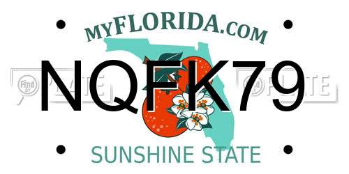 NQFK79 Florida License Plate