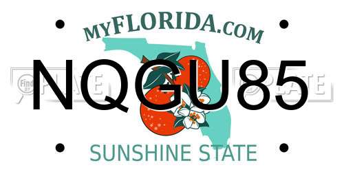 NQGU85 Florida License Plate