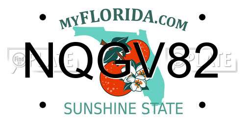 NQGV82 Florida License Plate