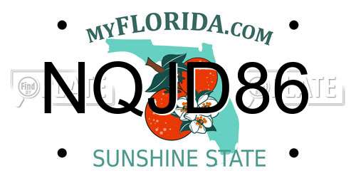 NQJD86 Florida License Plate