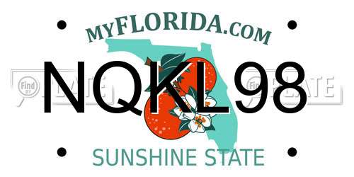 NQKL98 Florida License Plate