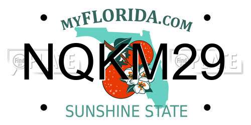 NQKM29 Florida License Plate