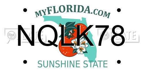 NQLK78 Florida License Plate