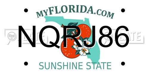 NQRJ86 Florida License Plate