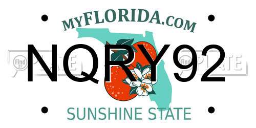 NQRY92 Florida License Plate