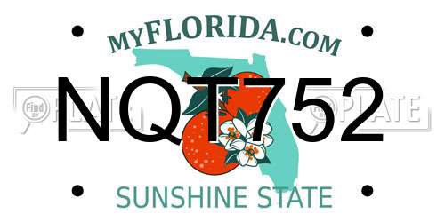NQT752 Florida License Plate