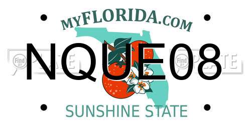 NQUE08 Florida License Plate