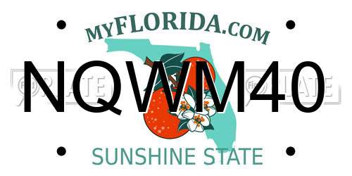 NQWM40 Florida License Plate