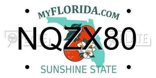 NQZX80 Florida License Plate