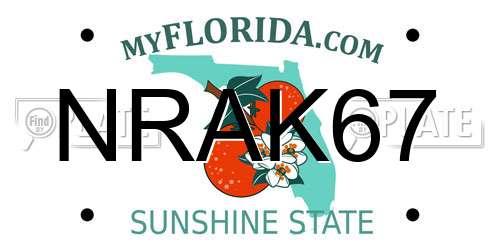 NRAK67 Florida License Plate