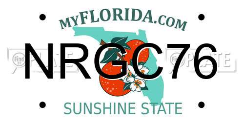 NRGC76 Florida License Plate