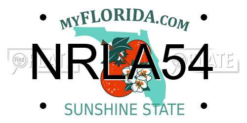 NRLA54 Florida License Plate