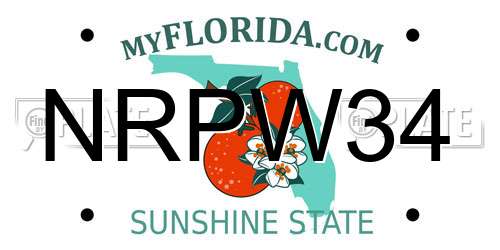 NRPW34 Florida License Plate