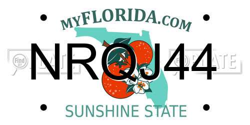 NRQJ44 Florida License Plate