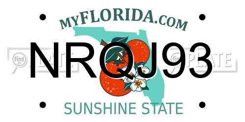 NRQJ93 Florida License Plate