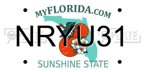 NRYU31 Florida License Plate