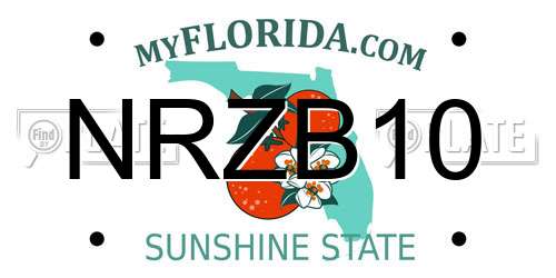 NRZB10 Florida License Plate