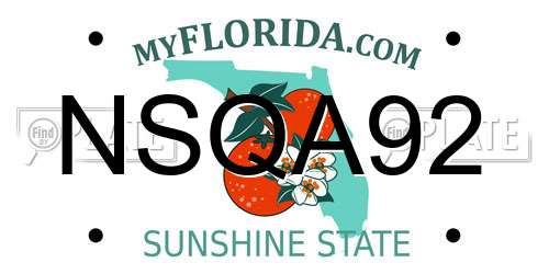 NSQA92 Florida License Plate