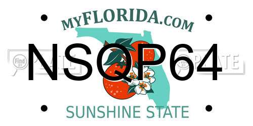 NSQP64 Florida License Plate