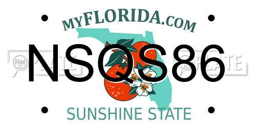 NSQS86 Florida License Plate
