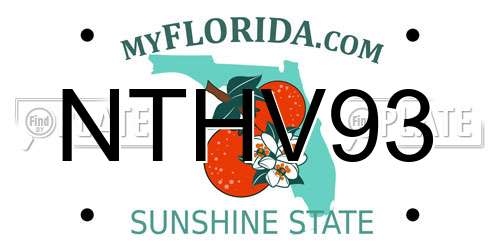 NTHV93 Florida License Plate