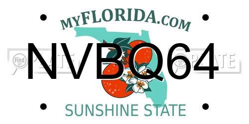 NVBQ64 Florida License Plate