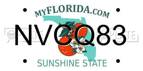 NVCQ83 Florida License Plate