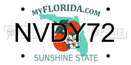 NVDY72 Florida License Plate