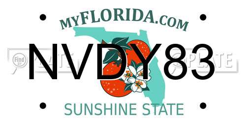 NVDY83 Florida License Plate