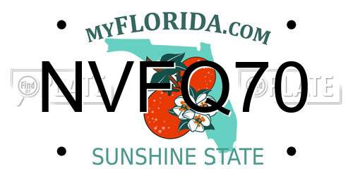 NVFQ70 Florida License Plate